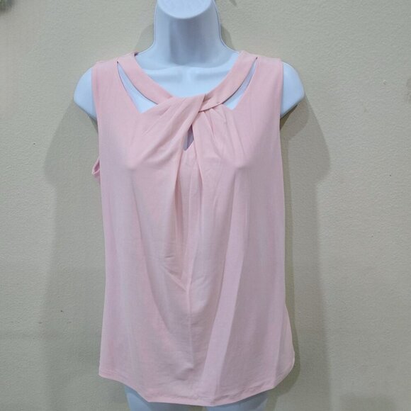 Nine West Light Pink Twist-Front Sleeveless Blouse | Rayon Blend | Size S NWT - Picture 6 of 11